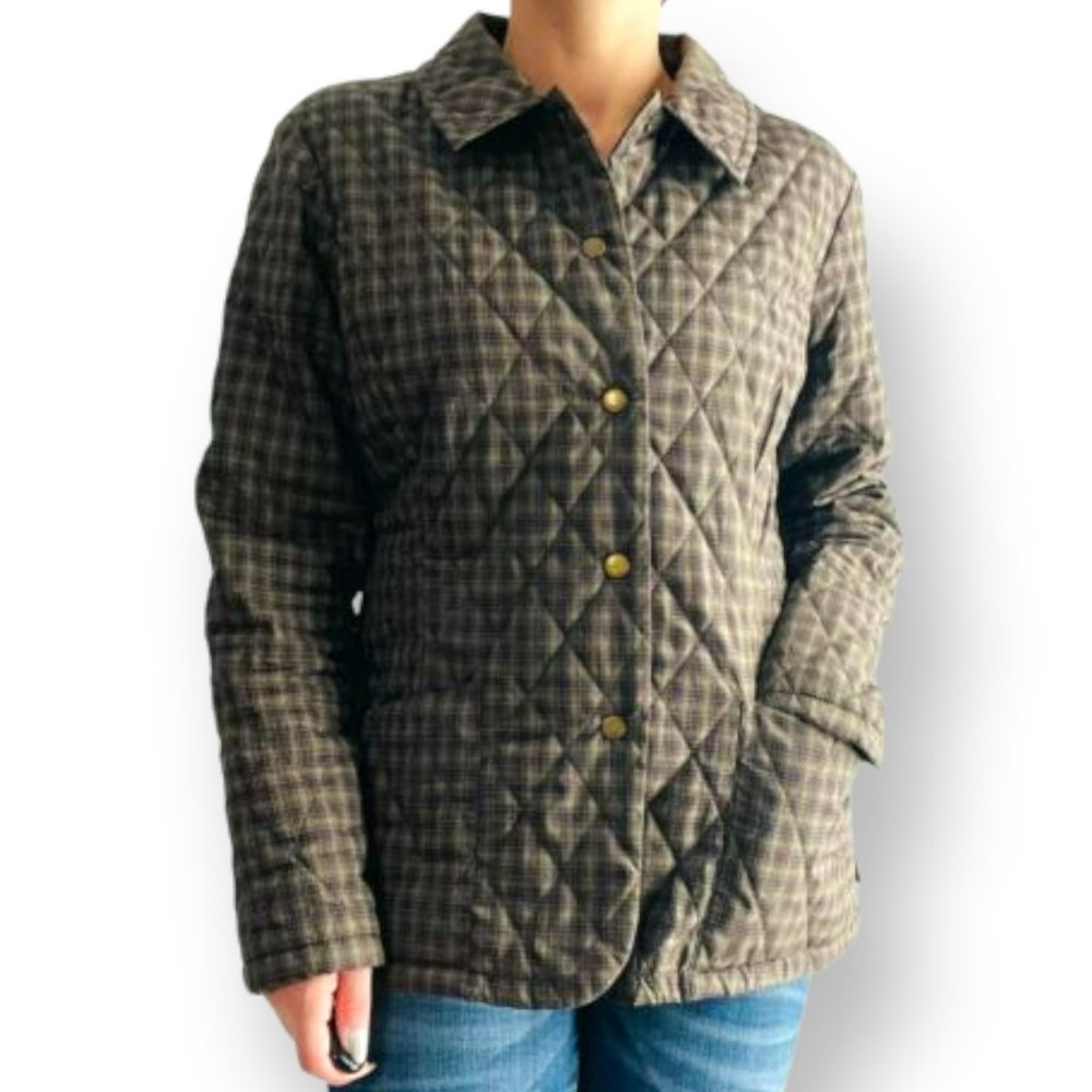 Barbour Brown Checkered Puffer Jacket